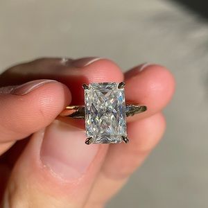 4.15 ct radiant cut moissanite ring, 10k gold band